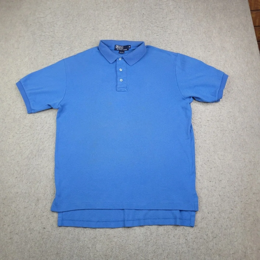 Vintage Polo Ralph Lauren Shirt Mens M Blue Short Sleeve Golf Logo USA‎